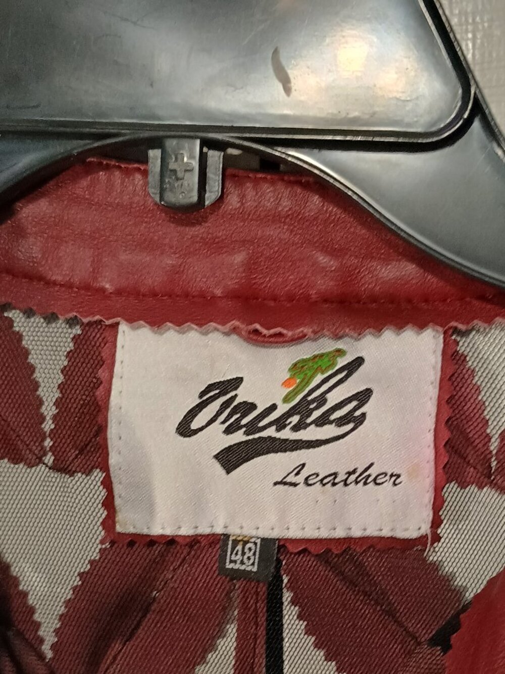 Orika Leather Burgundy Leaf Appliqué Mesh Zip Jacket Vintage Statement Top - Picture 4 of 7